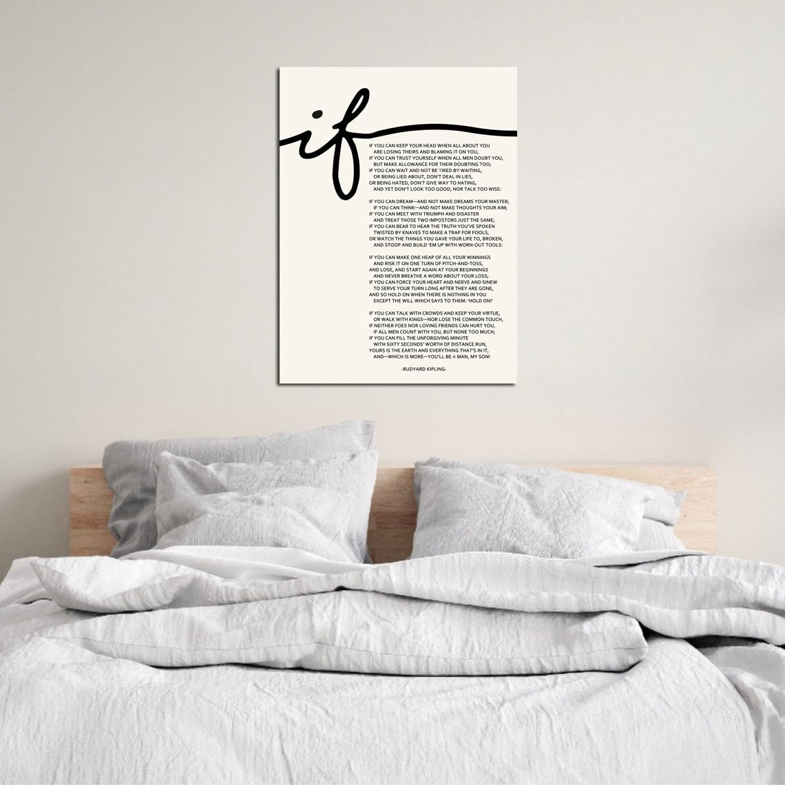 If Poem Inspirational Framed Canvas Print Wall Art If Poem By Rudyard Kipling Motivational Poetry Wall Decor If Poster Font Quot