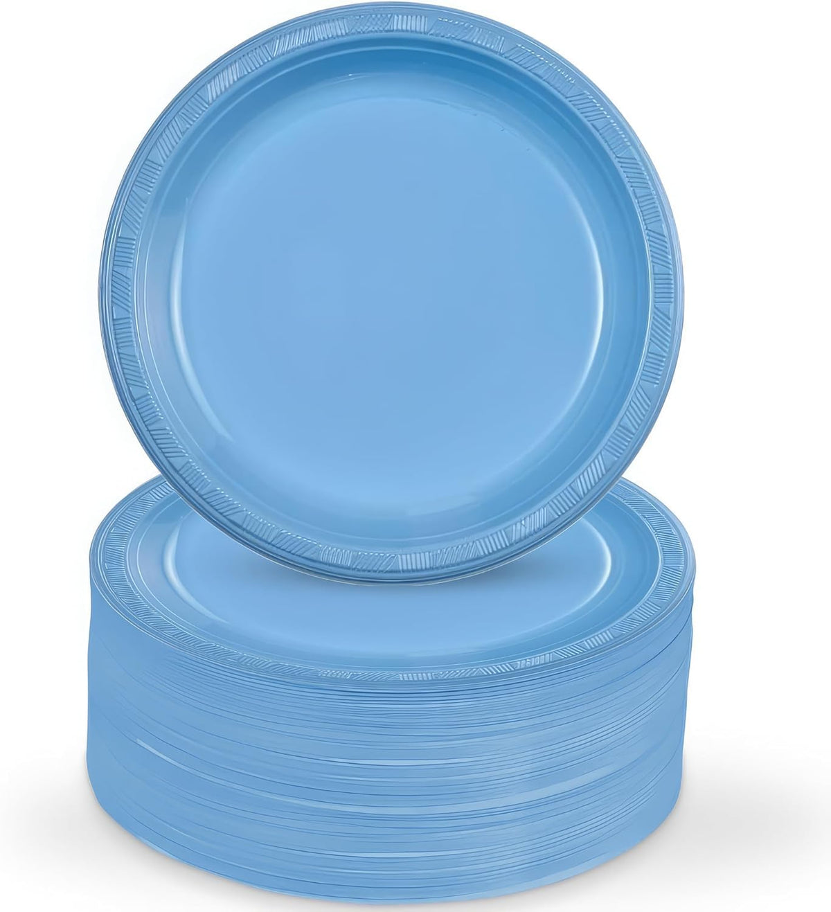 Light Blue Solid Color Plastic Premium Heavy Weight Appetizer Plate (7'') 50 Count - Elegant & Durable, Perfect For Parties, Wed