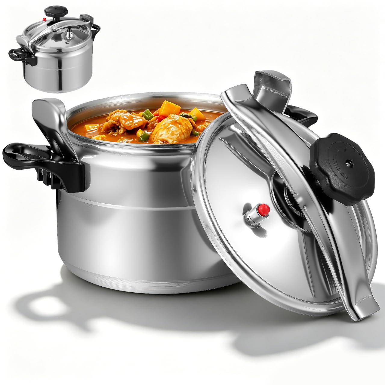 7L Pressure Cooker Aluminum Silver MultiCooking Stovetop Pressure Cooker