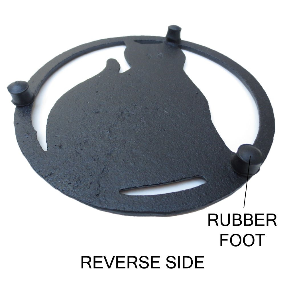 Black Cat Metal Trivet With Feet For Kitchen Or Dining Table - Cast Iron - 5.6-Inches Across - More Than One Makes A Set For Cou