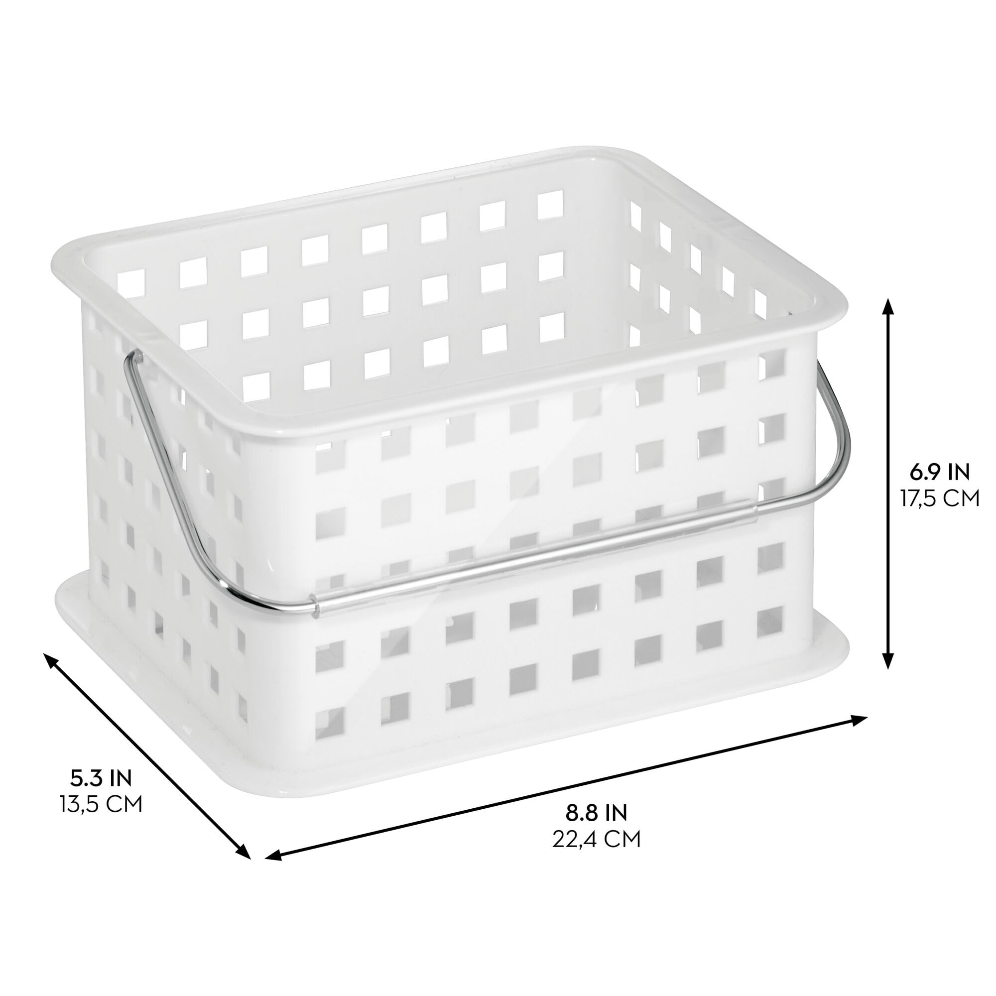 Idesign Plastic Shower Basket With Handle - Portable Shower Caddy - Set Of 3 - White