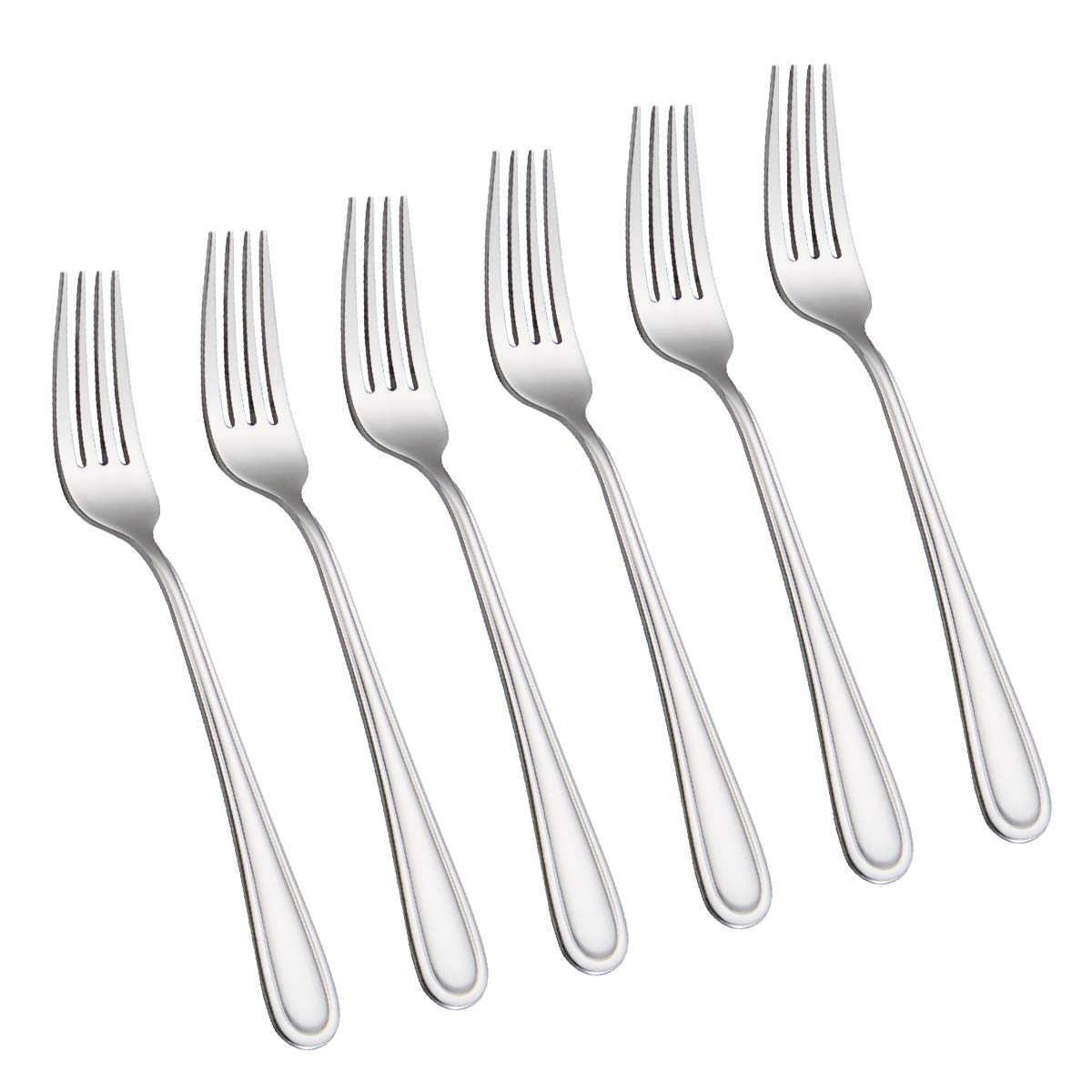 Faderic Dinner Forks,6-Pieces Table Forks,Cutlery Forks Stainless Steel 8-Inch,Silver,Round Handle