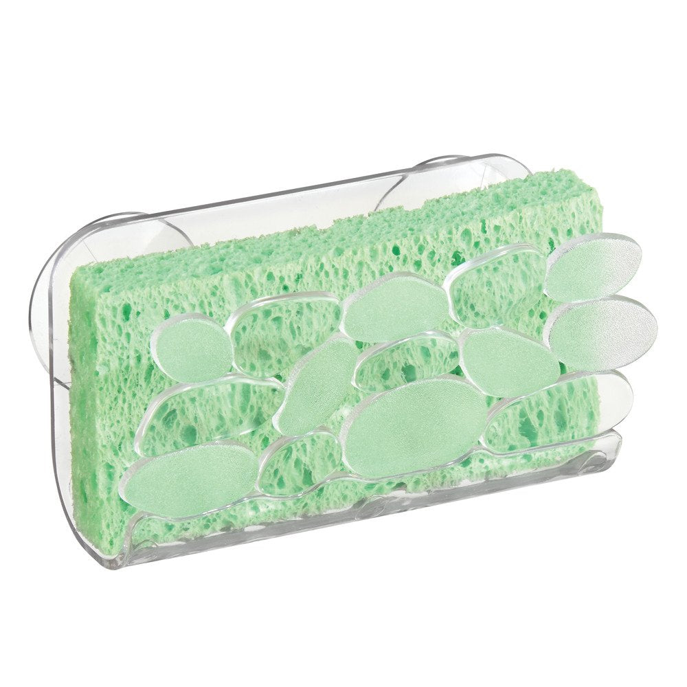 interDesign Pebbles Kitchen Sink Protector Mat, Clear Plastic, Model 62360, Suction Sponge Holder