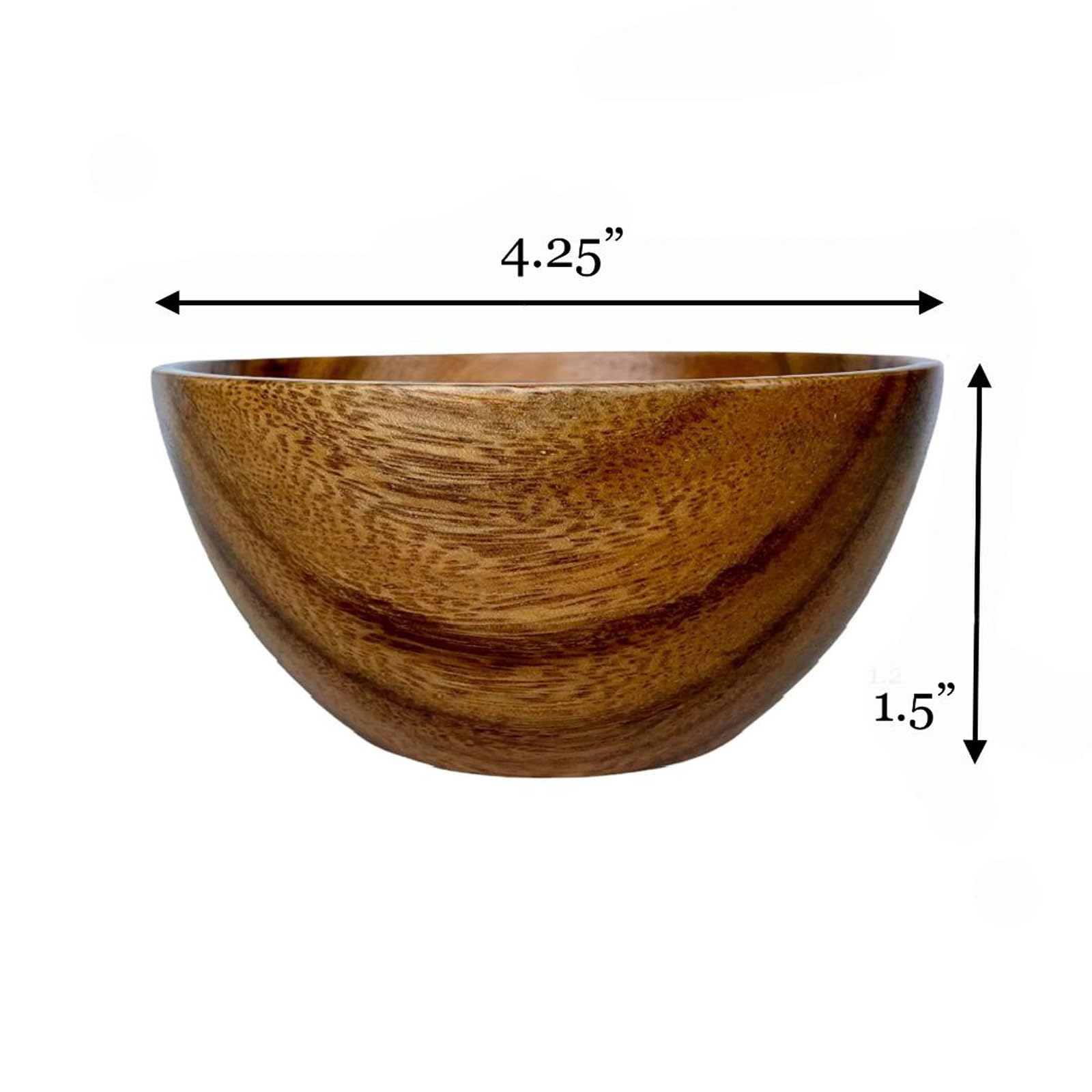 Wrightmart Round Wooden Bowls, Set Of 4, Handmade From Acacia Wood, Decorative, Small Bowls For Serving Food, Charcuterie, Condi