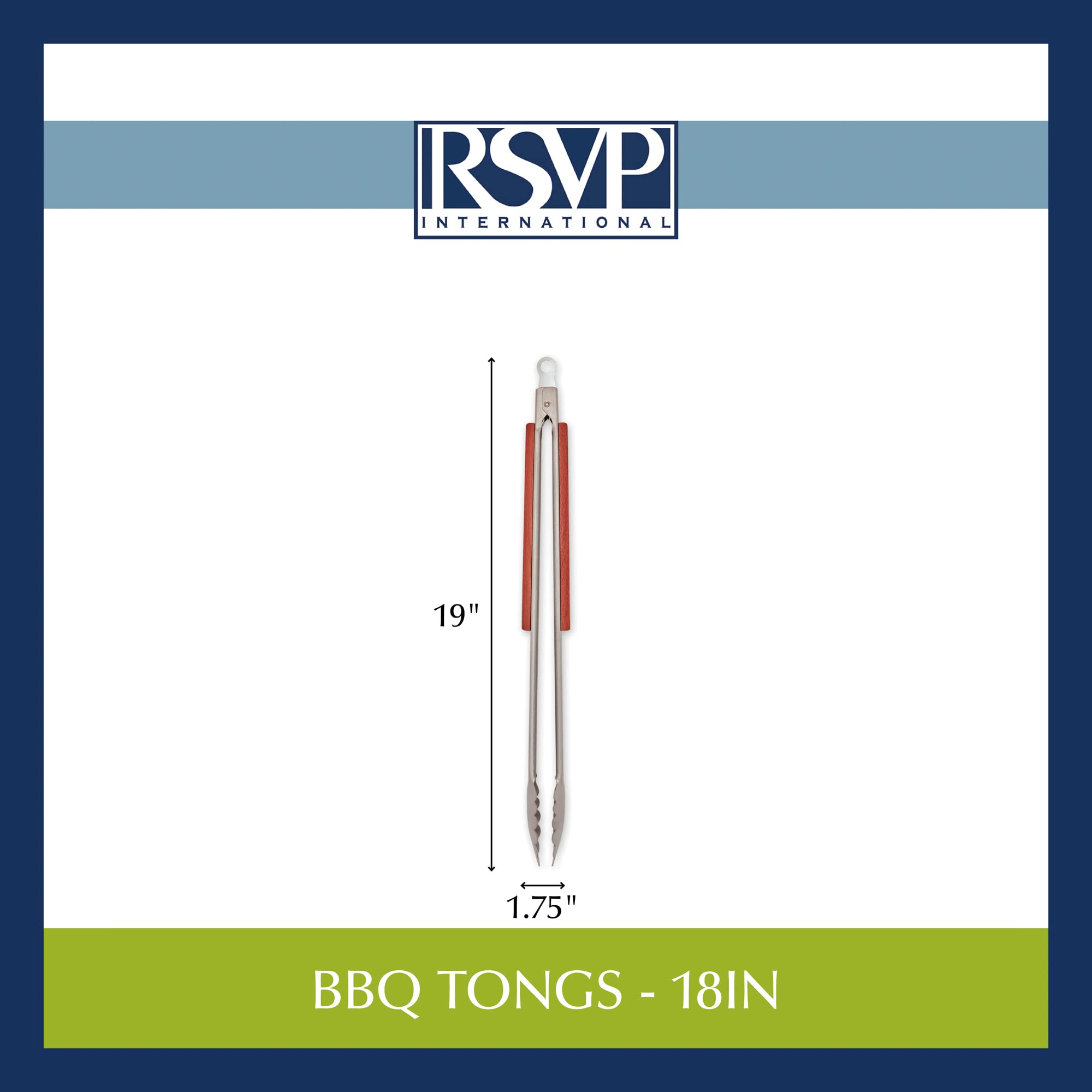 Rsvp International Endurance Bbq Locking Tongs, 18'' | Flip Burgers Or Kabobs W/ Long Handle That Keeps Hands Safe From Fire | M