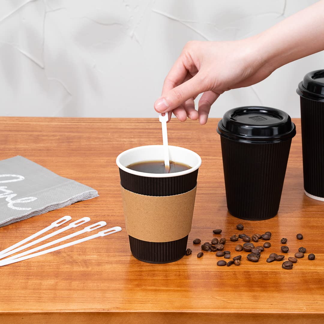Restaurantware 5.8 Inch Coffee Stirrers 100 Disposable Coffee Stirring Sticks - Unique Keyhole Design For Hot And Cold Drinks Wh