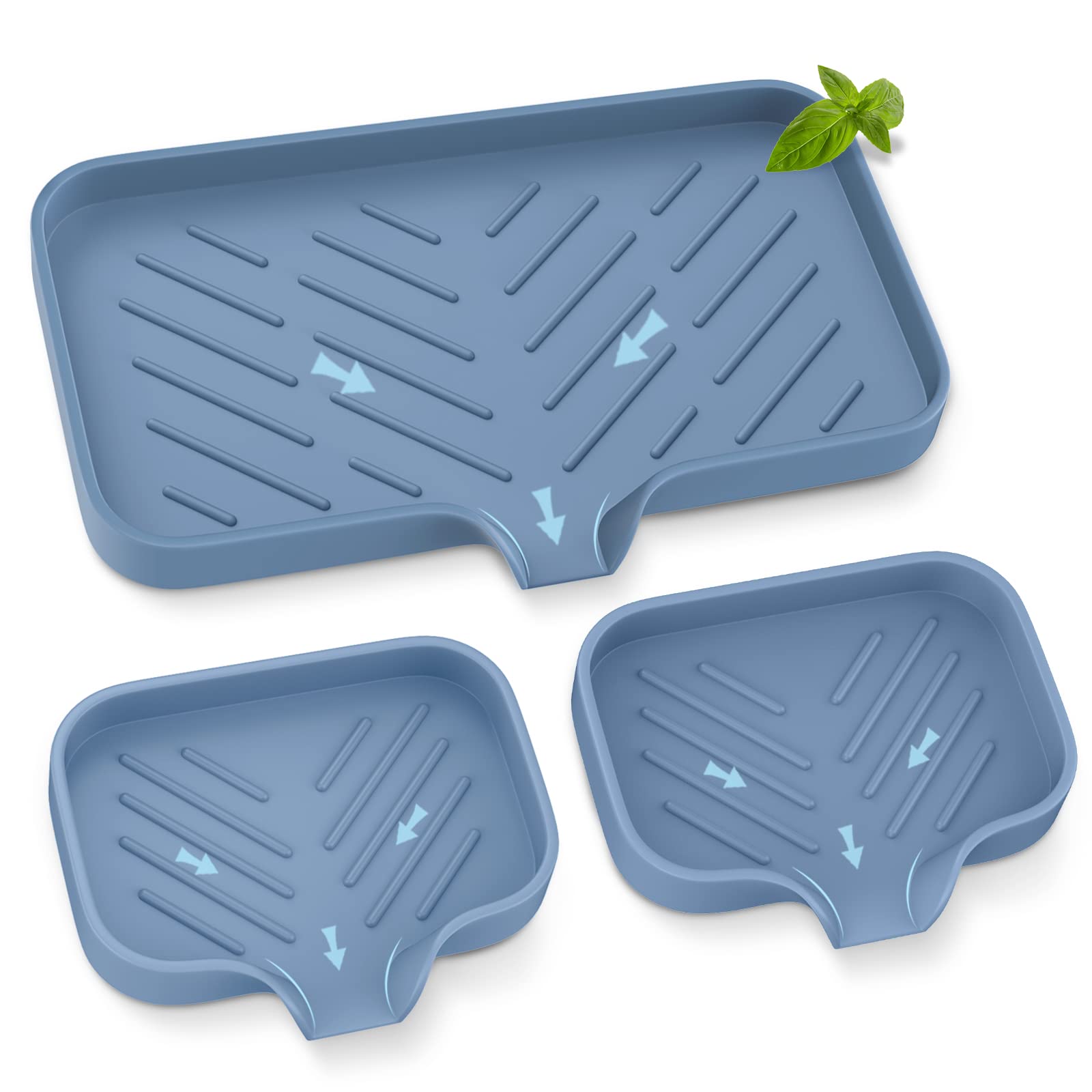 Kitchen Sink Tray,Sponge Holder For Kitchen Sink Self Draining Kitchen Soap Tray Premium Silicone Soap Holder For Bathroom Kitch