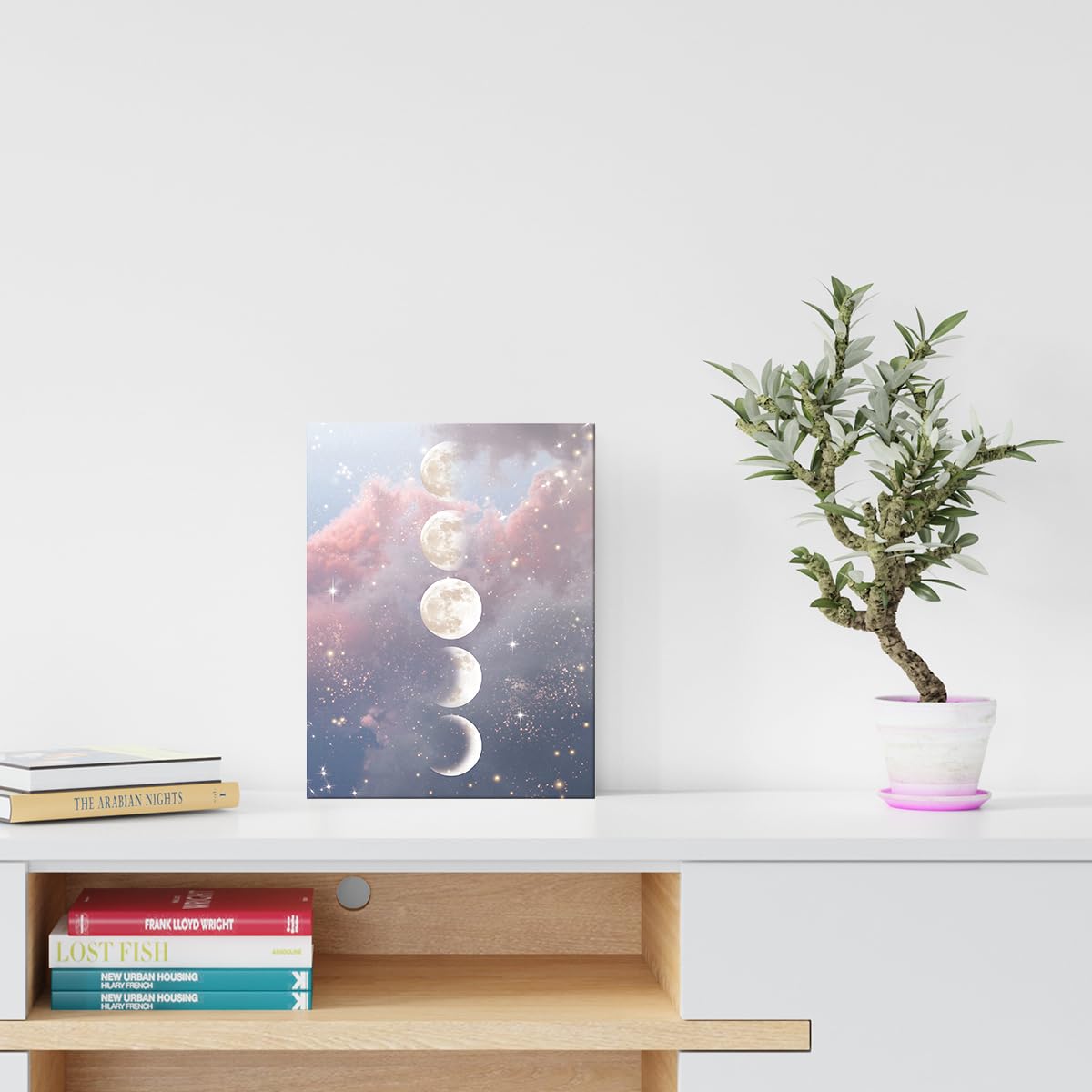 Moon Phases Wall Art Decor  Moon Phases Canvas Poster Print for Home Living Room Dorm Wall Decor W686