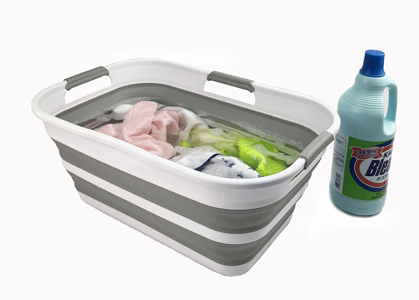 Sammart 21L (5.5 Galloons) Collapsible Plastic Storge Basket - Foldable Pop Up Storage Container/Organizer - Portable Washing Tu