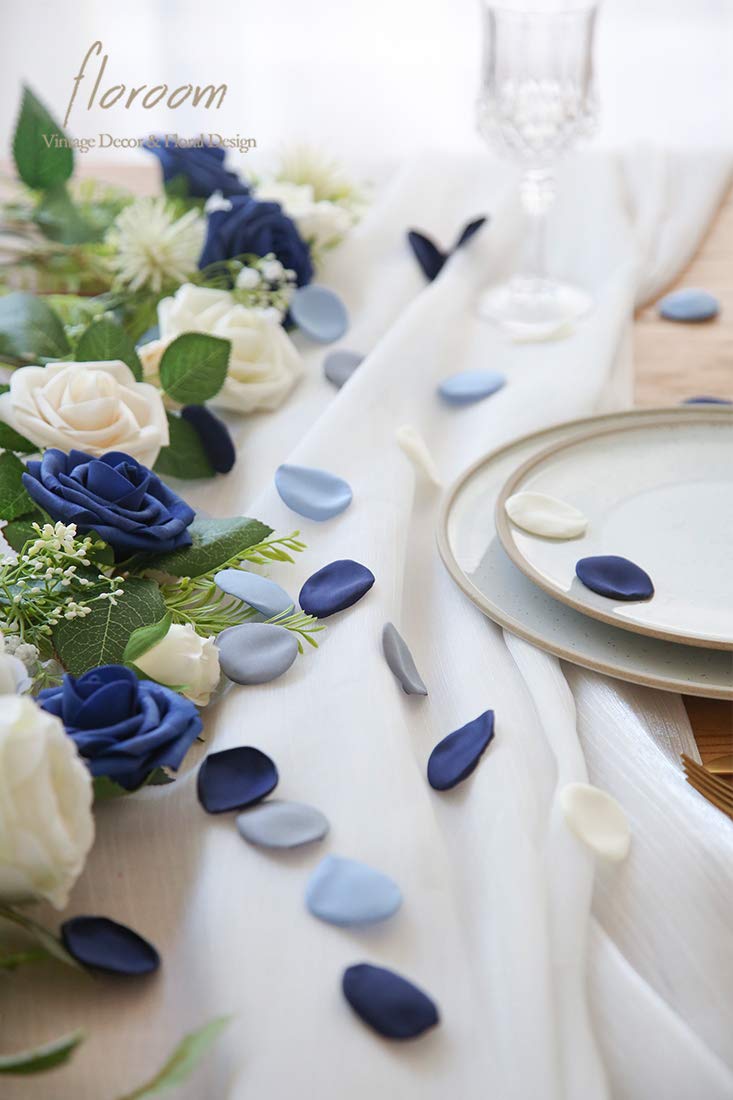Floroom 500Pcs Silk Rose Petals Navy Blue Flower Petals For Wedding Flower Girl Basket Aisle Scatter Dinner Table Centerpieces P