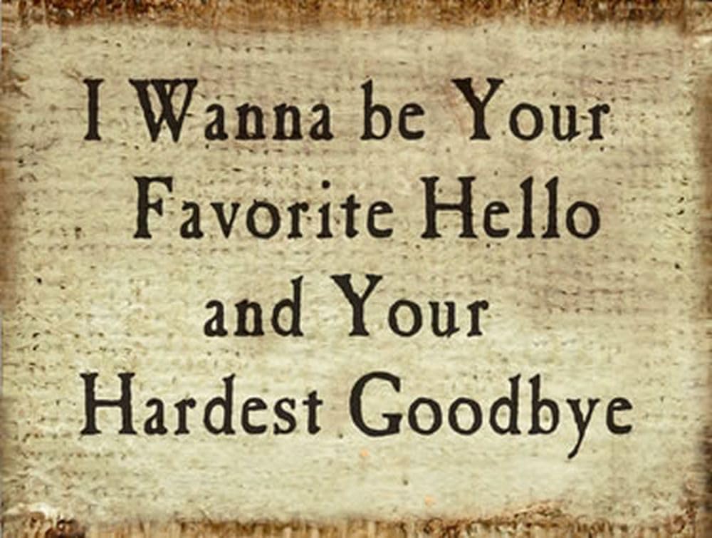 Farmisms 4x3 Inspirational Wooden Rustic Country Signs for Country Farm Living -I Want to Be Your Favorite Hello, and Your Harde