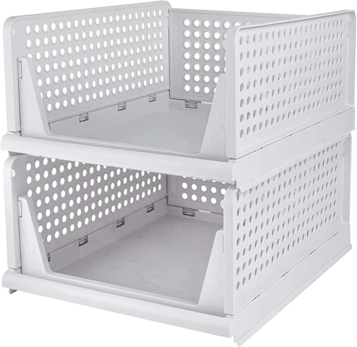 Aexoniz Stackable Basket Organizer Pull Out Drawers/Racks For Clothes, Food, Snacks,Vegetables,Toys Storage  Sliding Foldable B