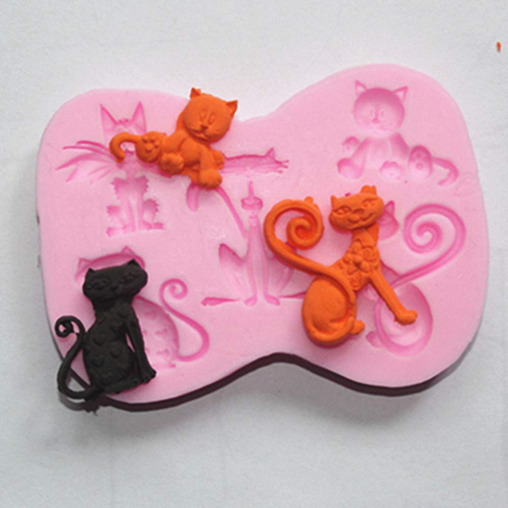 2Pcs/Set Little Cat Shape Silicone Fondant Mold Kitty Kitten Chocolate Candy Gumpaste Mould Cupcake Cake Decorating Tools Polyme