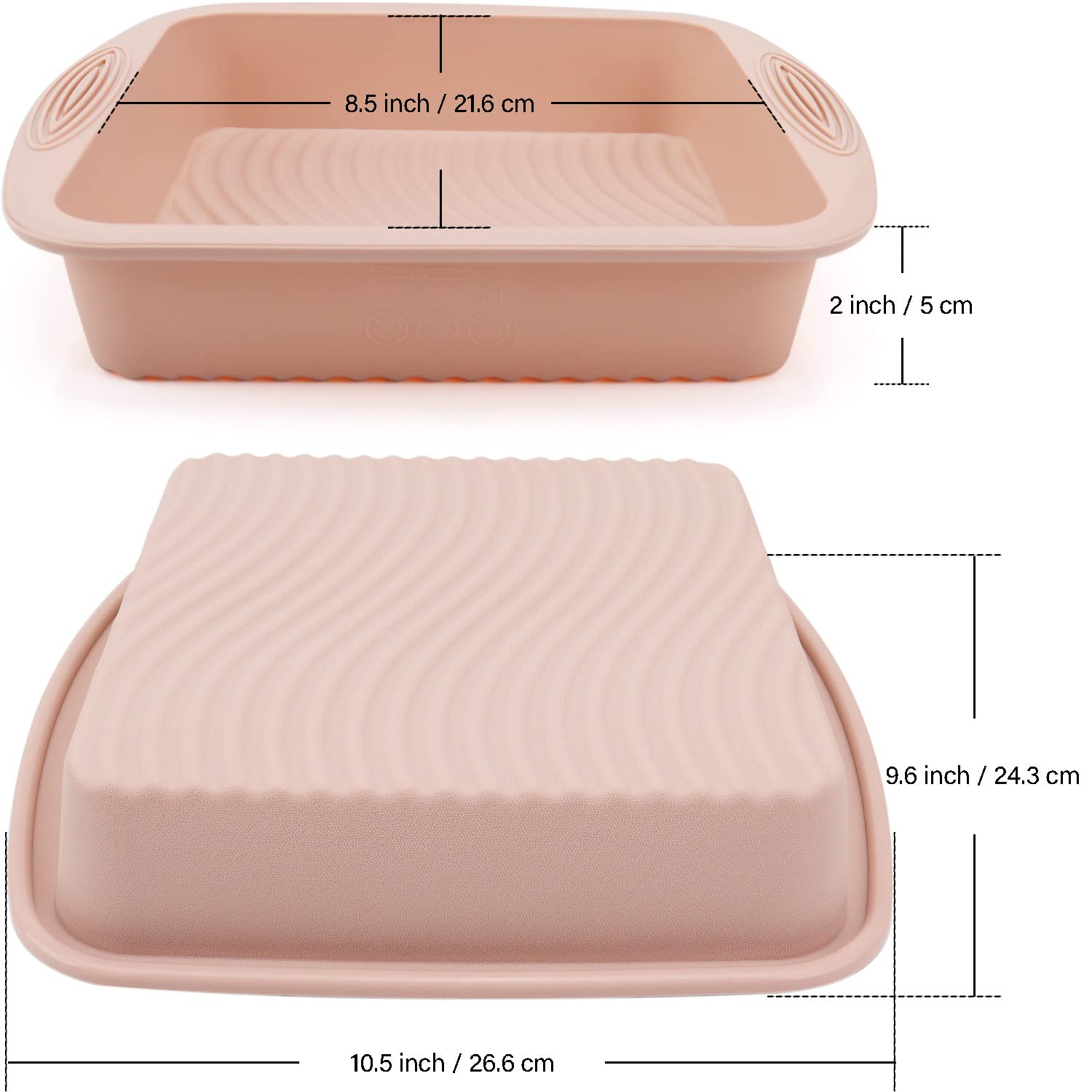 Baocuan Silicone Square Cake Pan - Non-Stick, Easy Release, Heat Resistant For Baking Cakes, Brownies, Cheesecakes And More 8.5
