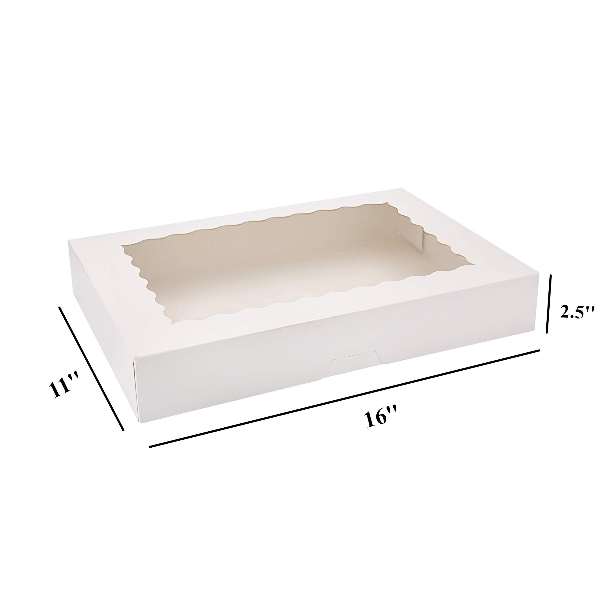 Tcoivs 20-Pack 16'' X 11'' X 2.5'' Bakery Boxes With Window Hold 12 Donuts, Auto-Popup Large Cookie Boxes, Treat Boxes For Pastr