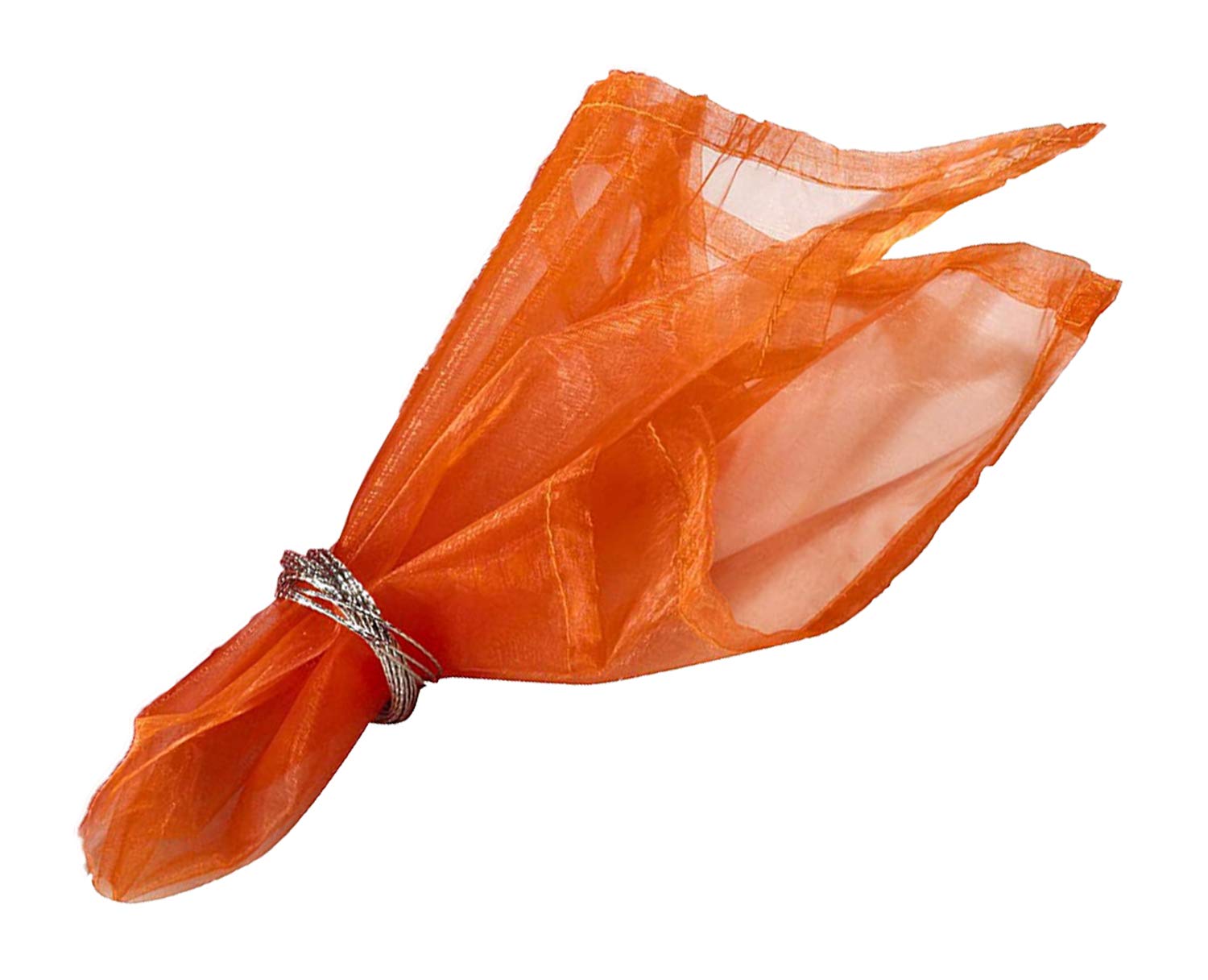 Fennco Styles Sorbet Collection Elegant Sheer Organza 20 X 20 Inch Cloth Napkins, Set Of 12 - Orange Diner Napkins For Wedding,