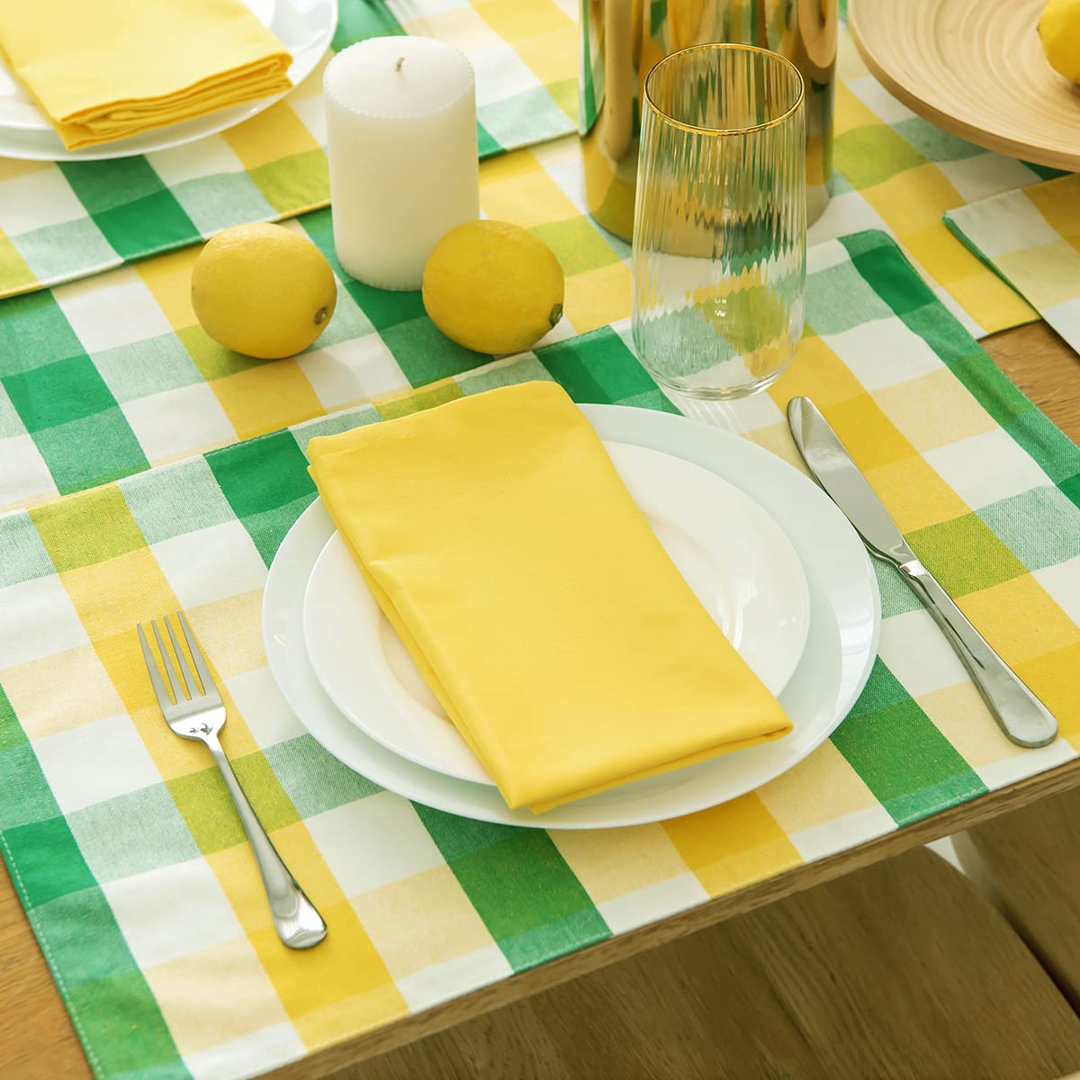 Koffota Jasmine Yellow Cloth Napkins 100% Cotton Set Of 12, Spring Cloth Napkins Easter Table Decor For Dinner, Soft Comfortable