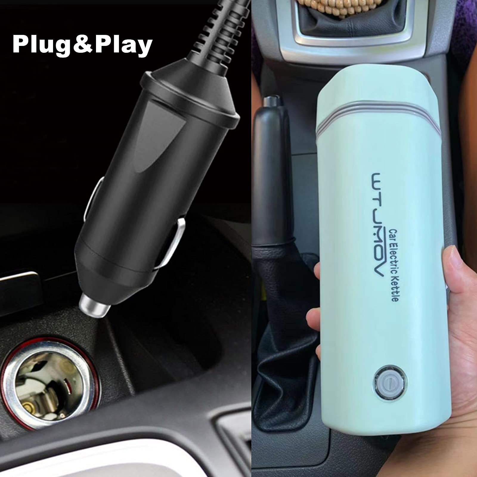 Wtjmov 12V Car Electric Travel Kettle, Portable Electric Tea Coffee Kettle For 12V Car, Water Boiler & Heater Automatic Shut-Off