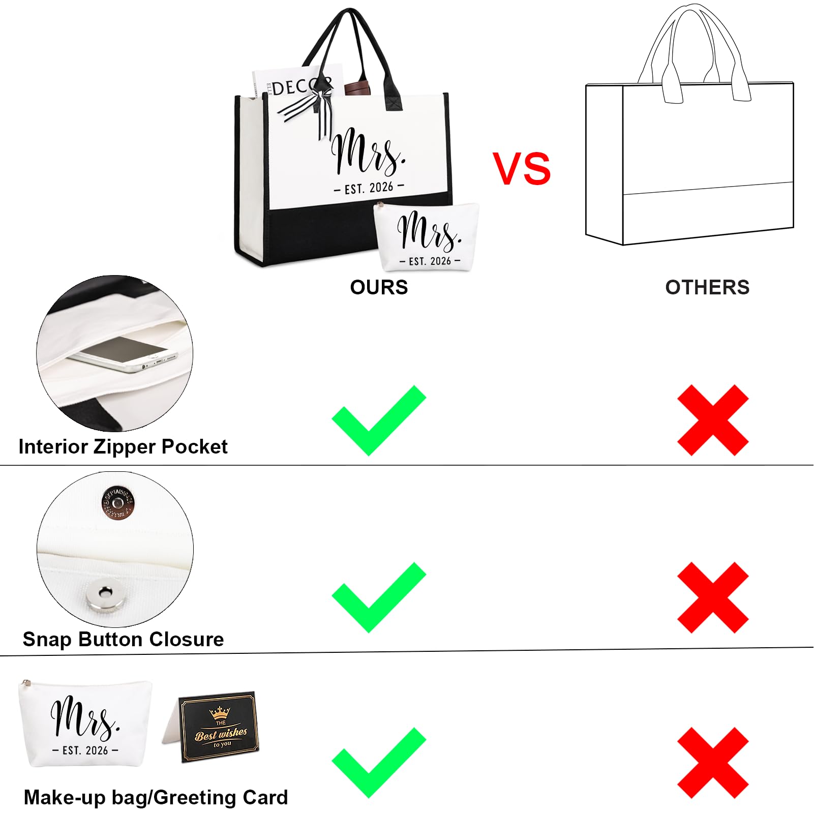 Lamyba Mrs Bag 2026 Mrs Gifts,Bridal Shower Gifts for Wedding Bachelorette Party