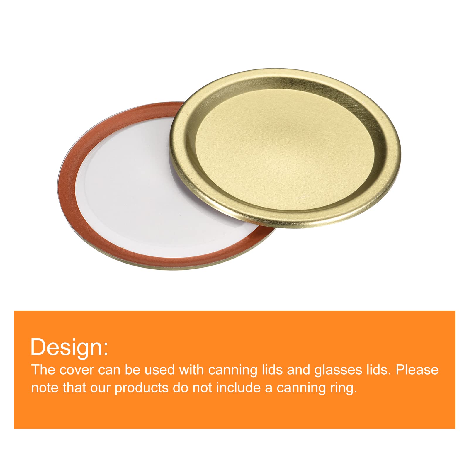 Uxcell Canning Lids, 54Pcs - Tinplate Split-Type Mason Jar Lid, Regular Mouth Leak Proof Fits Storage Cover (Gold)