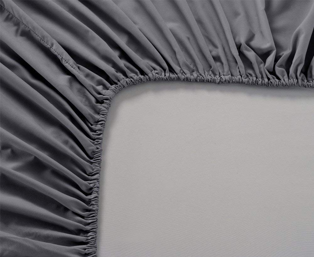 Ab Home Decor Satin Stripes All Around Elastic Fitted Bedsheet King Size Glace Cotton with Two Pillow Covers -90x100 Inch-Black