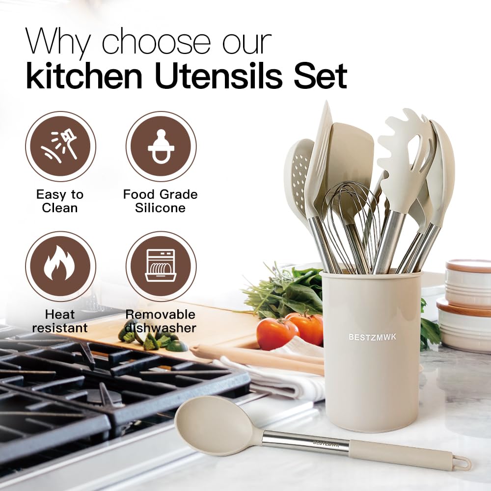 Kitchen Utensils Set-Silicone Cooking Utensils-32Pcs Non-Stick Silicone Cooking Kitchen Utensils Spatula Set With Holder-Best Ki