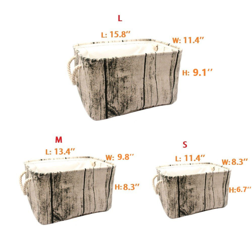 Jacone Stylish Tree Stump Design Rectangular Storage Baskets Durable Fabric Washable Storage Bins Organizers With Rope Handles,