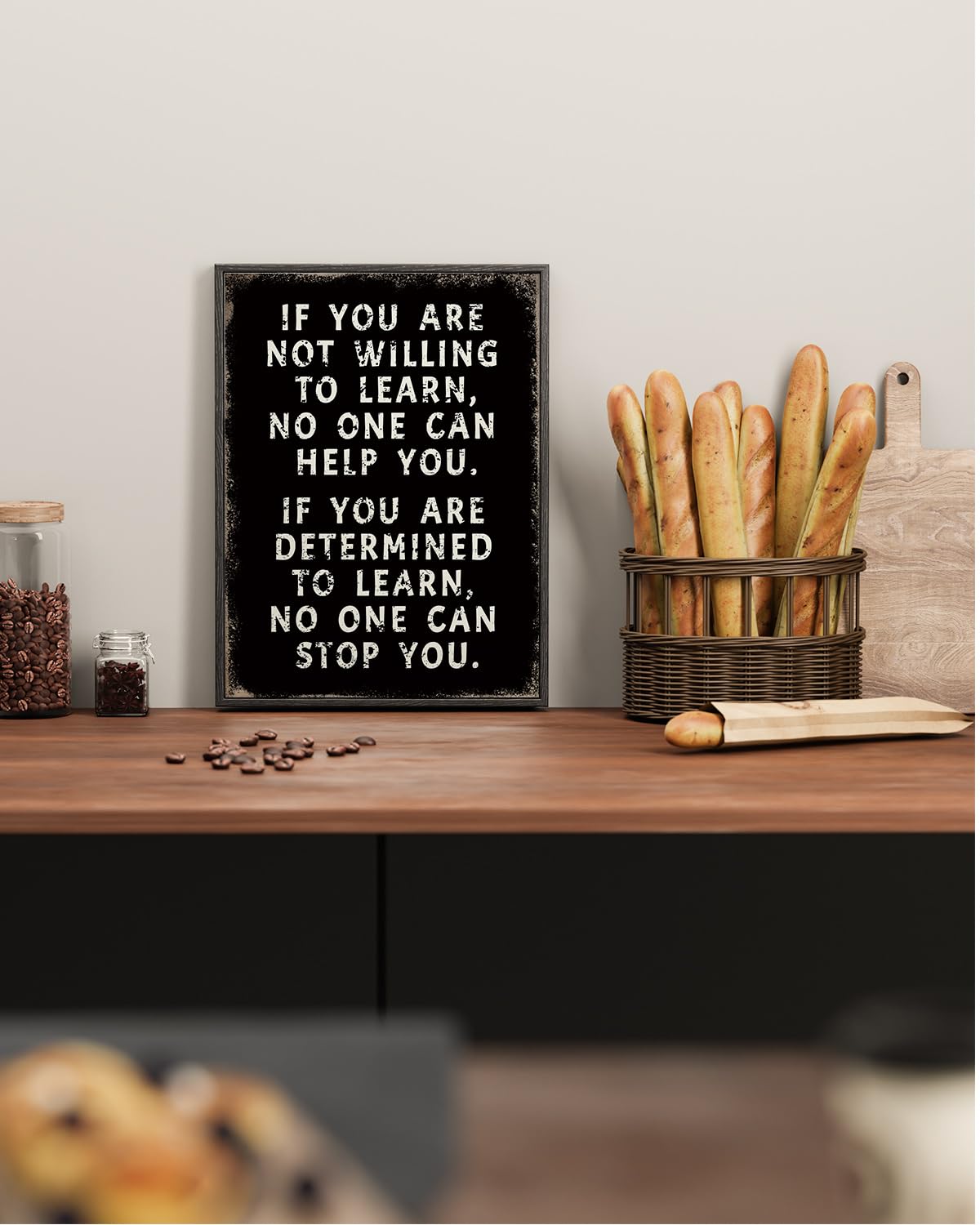 Arpeotcy Black Framed Canvas Wall Art Office Classroom Motivational Decor, Positive Quotes Pictures Wall Decor, Inspirational Gi