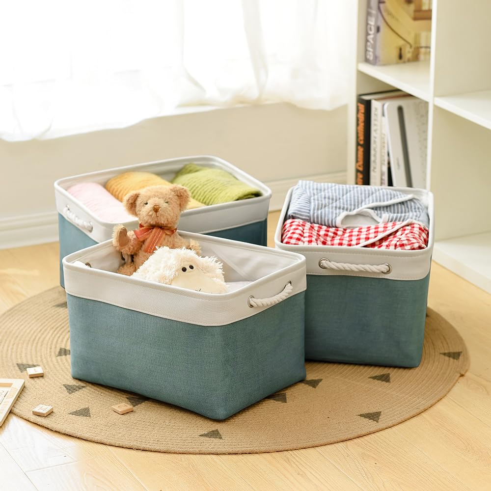 Thewarmhome Organization And Storage Basket For Organizing - 3 Pack 16X12X12 Inch Cube Storage Bin For Shelves, Fabric Storage C