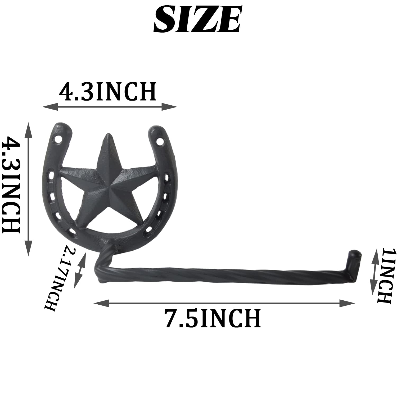 Nsbell 2Pcs Cast Iron Horseshoe Toilet Paper Holder Western Decor Southwestern Bathroom Toilet Paper Holder Cast Iron Wall Decor
