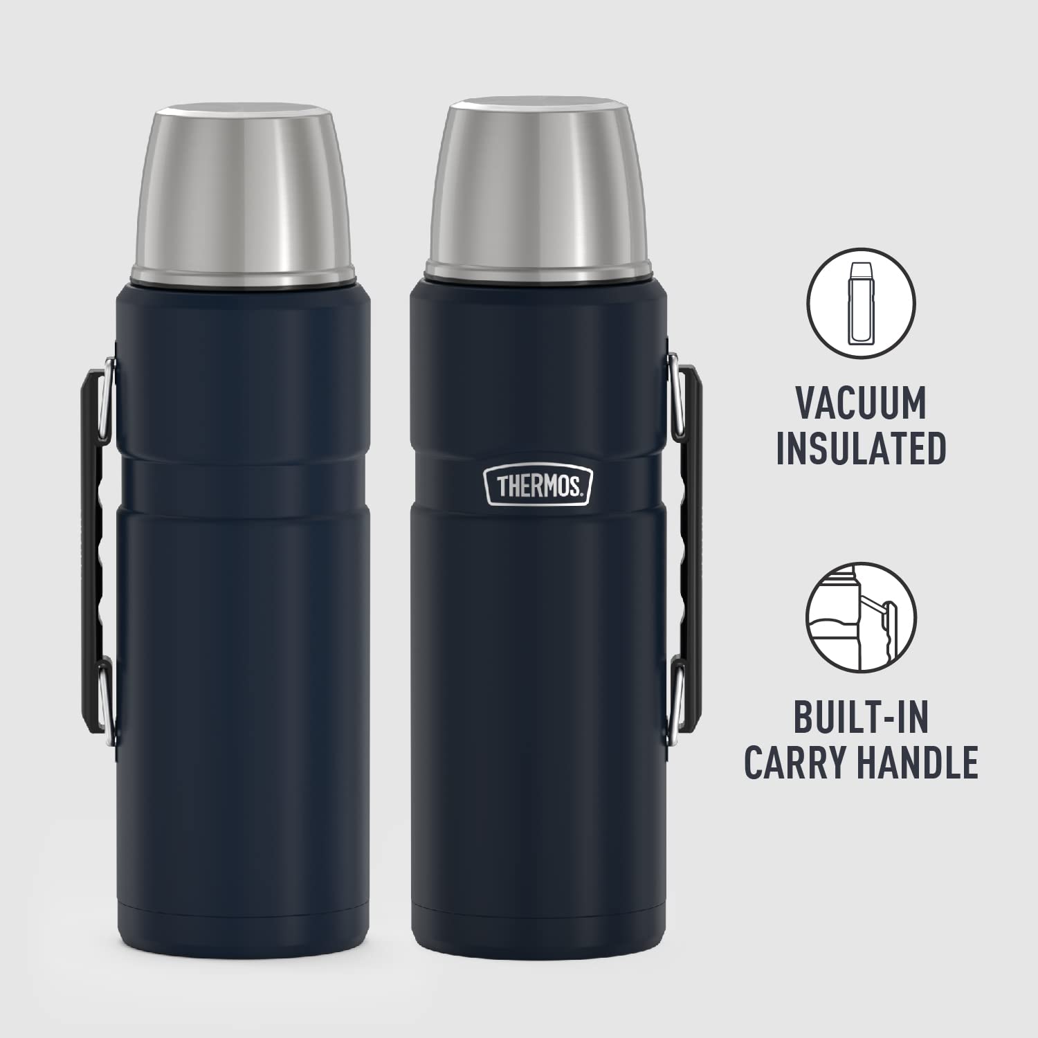 Thermos Stainless King Vacuum-Insulated Beverage Bottle, 68 Ounce, Midnight Blue