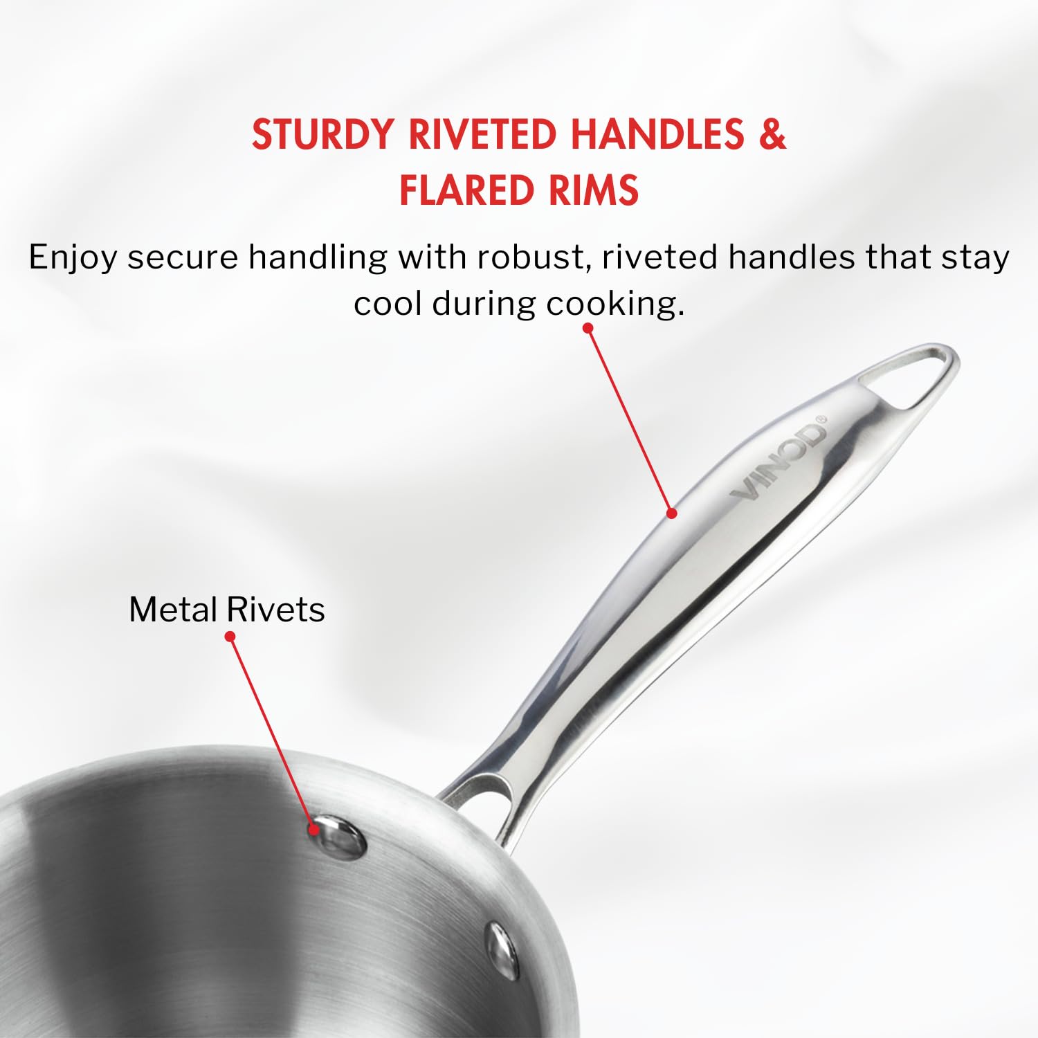 Vinod Platinum Triply Stainless Steel Saucepan with Lid - 2.2 litres (18 cm) | 2.5 mm Thick | Tea, Chai Pan | 5 Year Warranty |