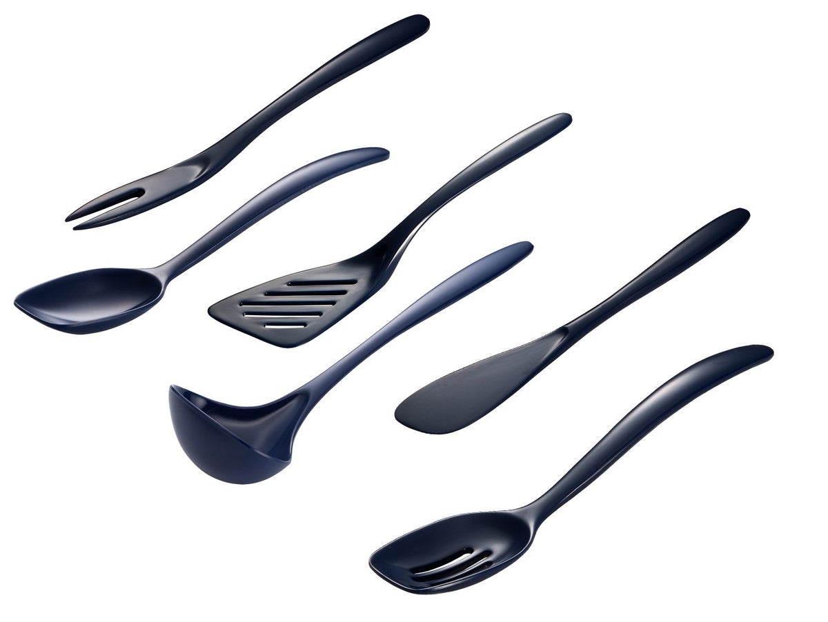 Hutzler Set Of 6 Mini Melamine Utensil Set, Small - 7.5'' Length, Purple