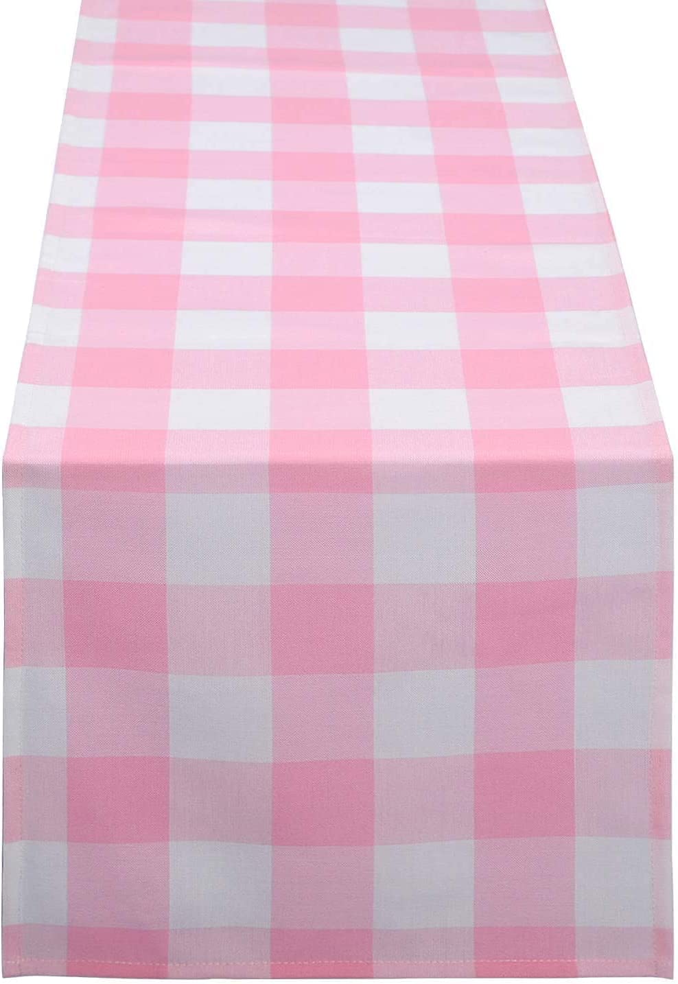 Ivarunner Pink&White Gingham Valentine'S Day Table Runner, Plaid Table Runner 72 Inches Long, Buffalo Check Dresser Runner Table