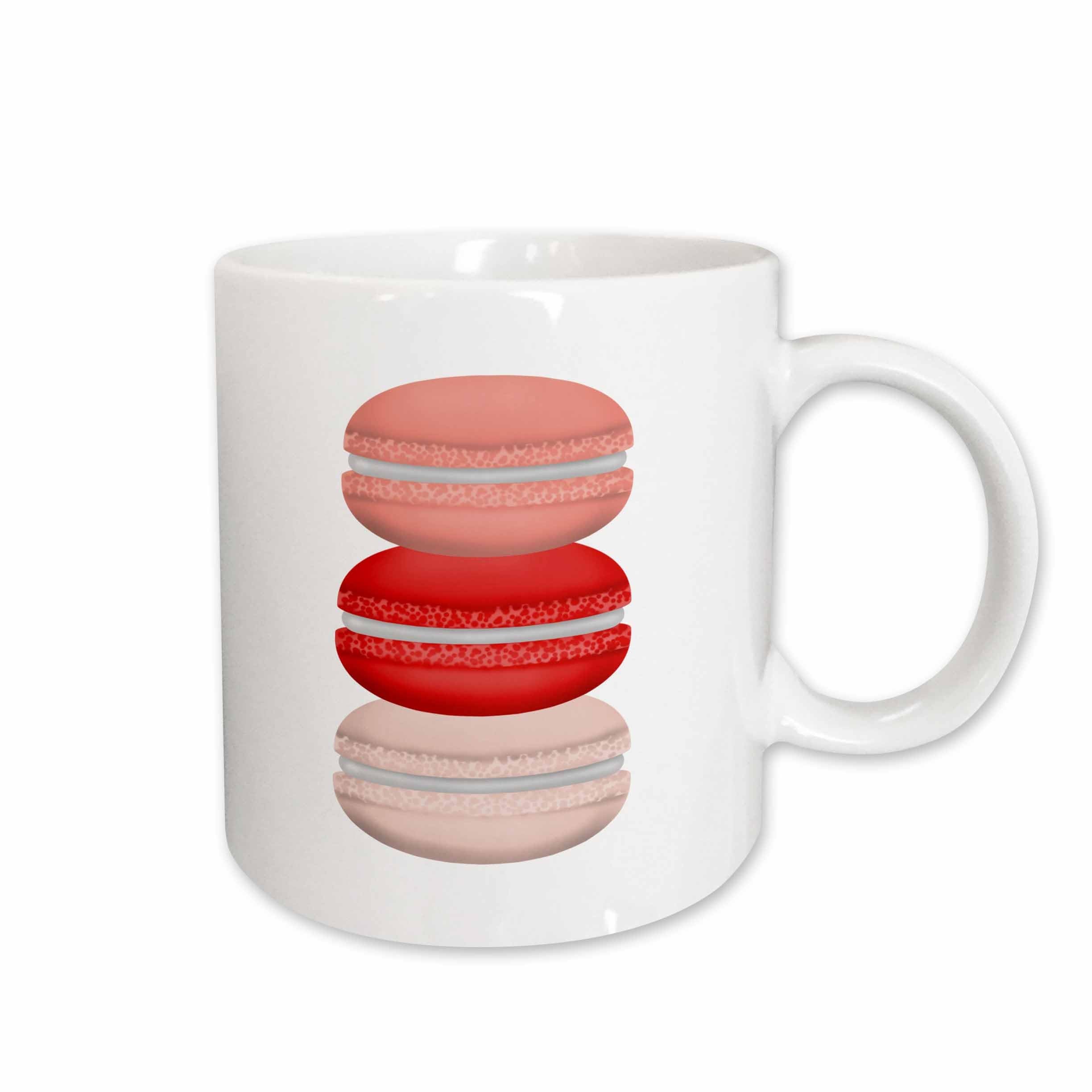 3dRose Red and Pink Stack Of French Macaroon Cookies Illustration 15oz Mug