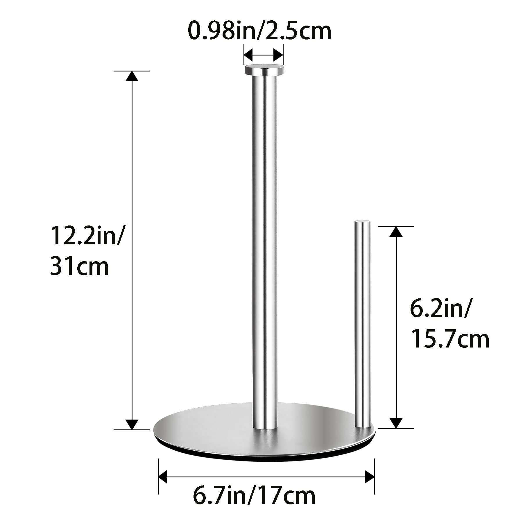 Paper Towel Holder Countertop  OBODING  Stainless Steel Kitchen Paper Towel Holder Stand for Kitchen Organization  Stainless Steel Paper Towel Holders for Standard and Large Rolls (Silver)