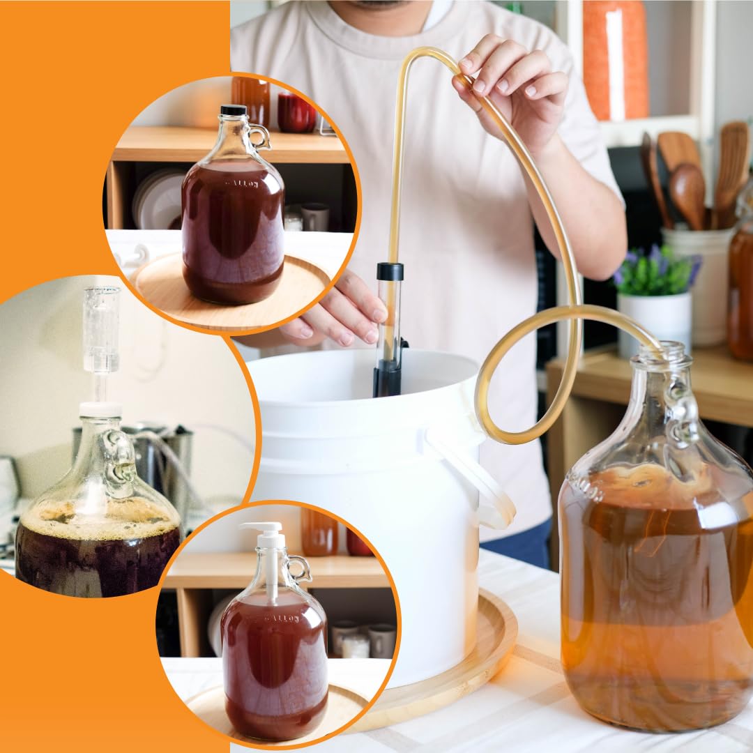 FastRack Glass Fermenter Jug, 1 Gallon, Clear, Model B00KQN9OSK, Perfect for Home Brewing