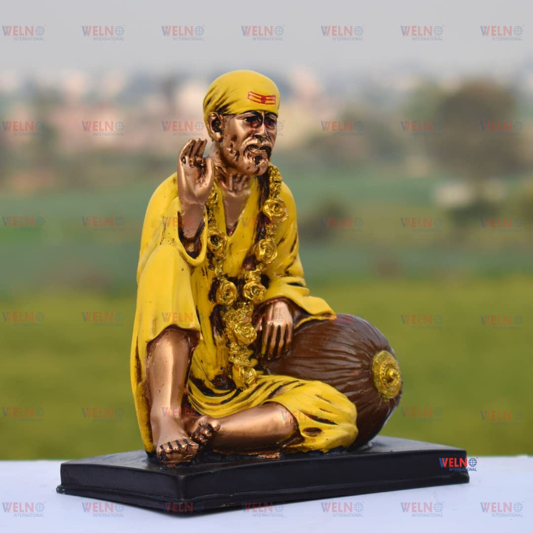 WELNO Sai Baba Idol Gifts Ashirwad Murti for Office Decor/Used in Pooja/Mandir