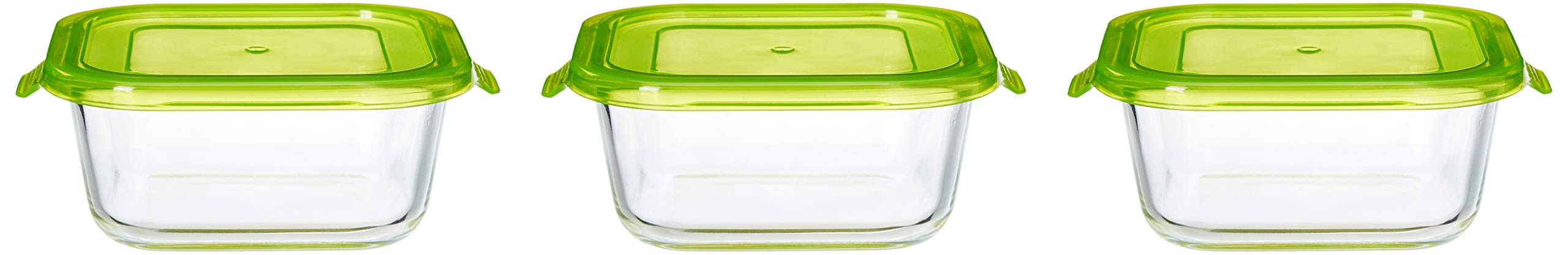 Amazon Brand - Solimo Borosilicate Glass Container Set (Transparent,3 Pieces, 550Ml)