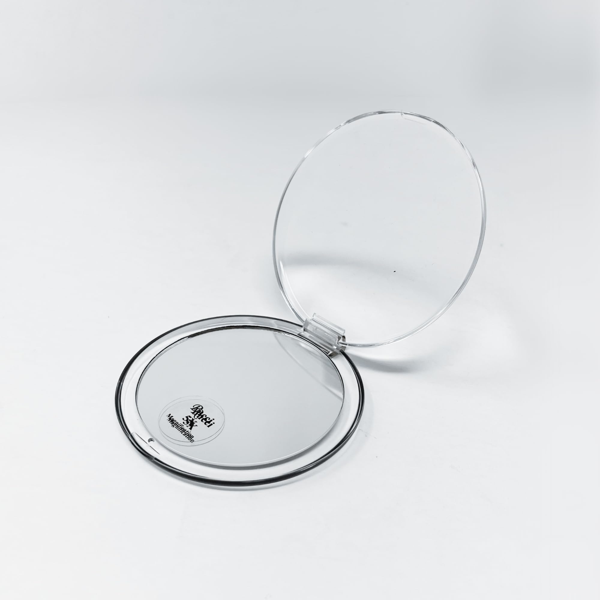 Rucci 3-in-1 Magnifying Compact Mirror  Clear Acrylic  4 Inch Diameter