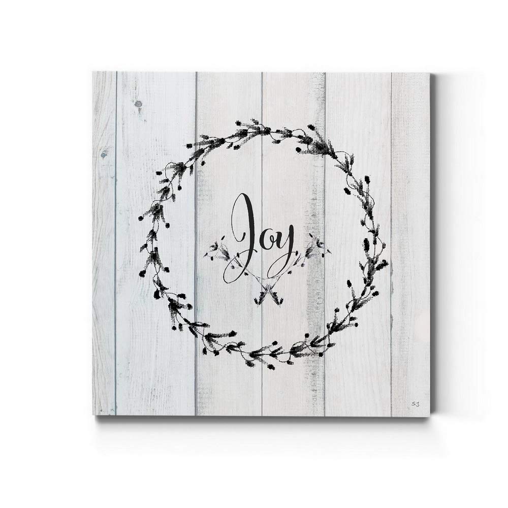 Renditions Gallery Joy Wreath Wall Art, Charming Christmas & Winter Artwork, Festive Word Art, Rustic Wood Look, Premium Gallery