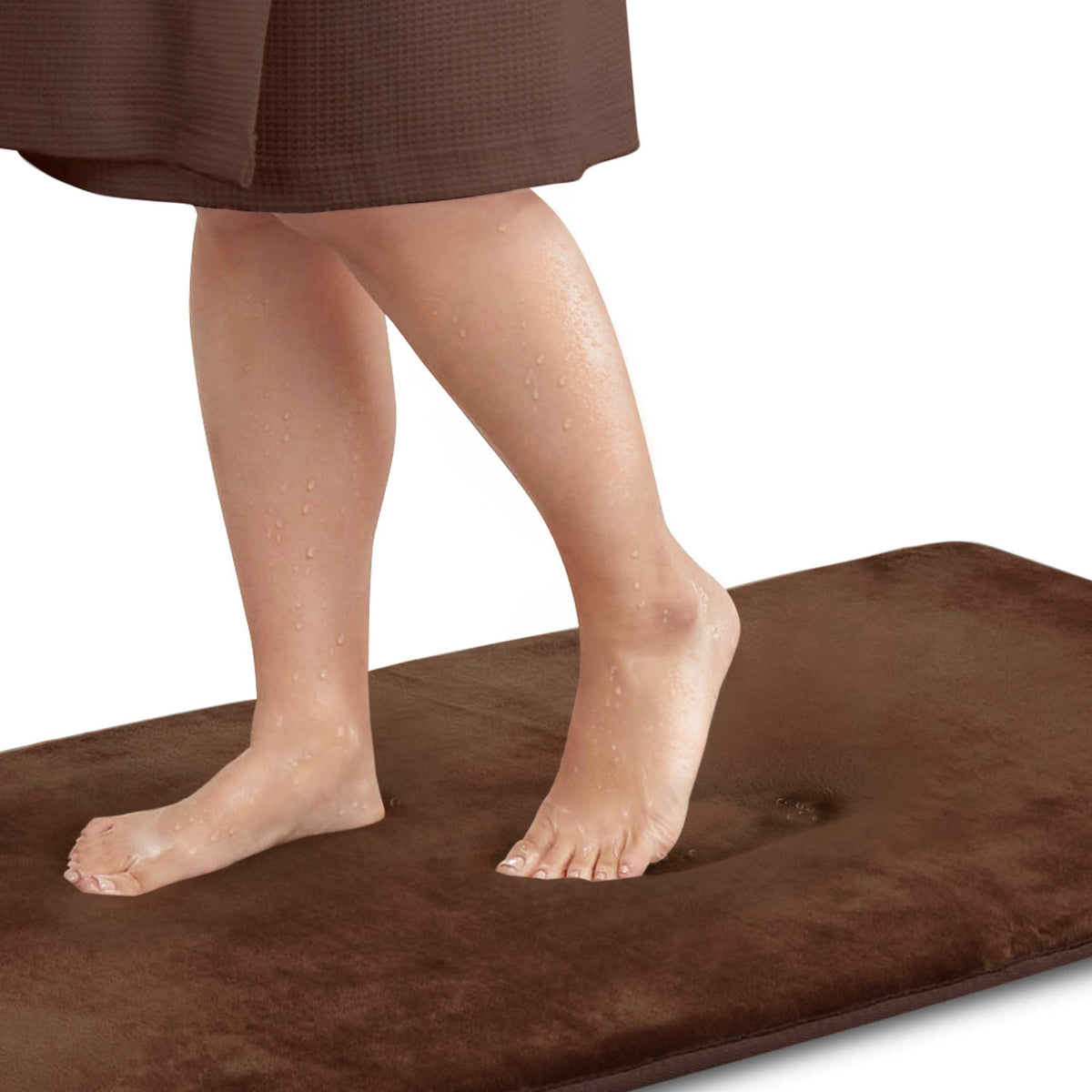 Genteele Bath Mats For Bathroom Non Slip - Brown 17 '' X 24 '' Memory Foam Bathroom Rugs - Quick Dry Bath Mat