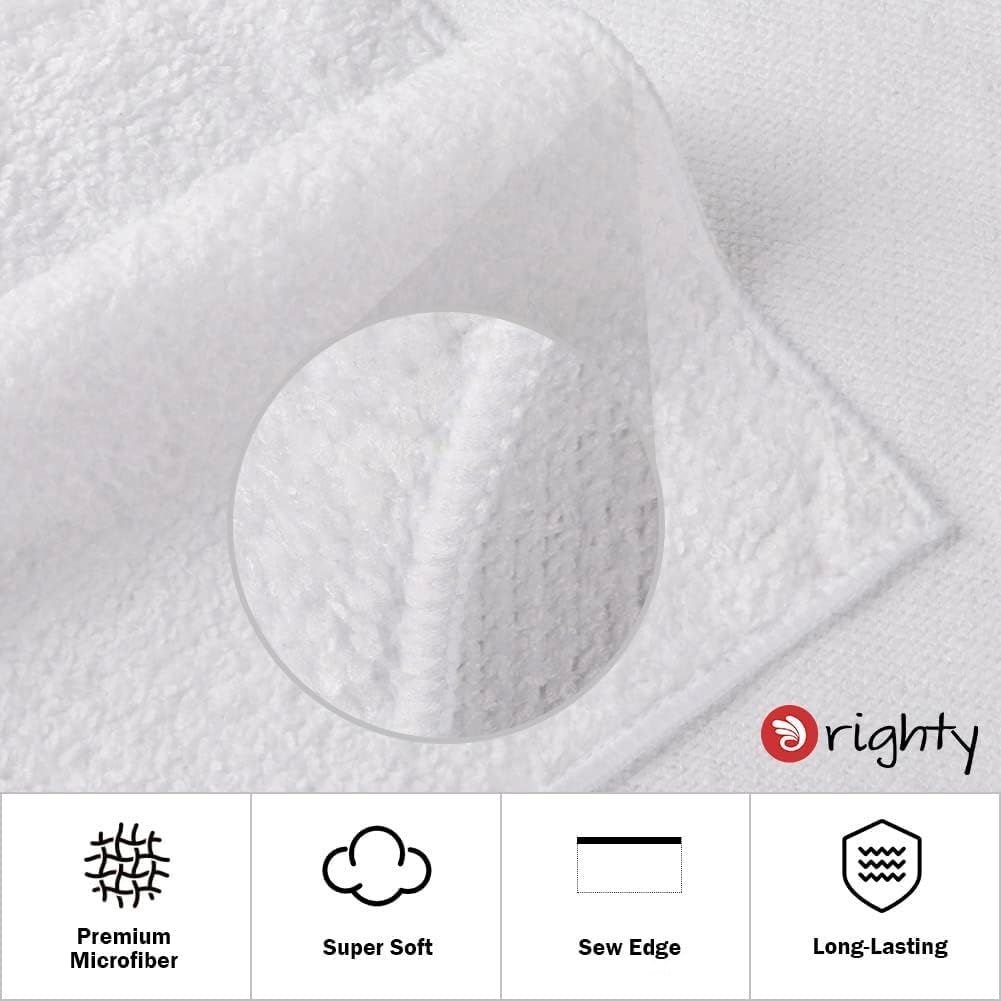 Orighty 6-Pack White Hand Towels - Quick Drying & Absorbent Microfiber Gym Towels 16X28 Inches - Lightweight & Thin White Yoga T