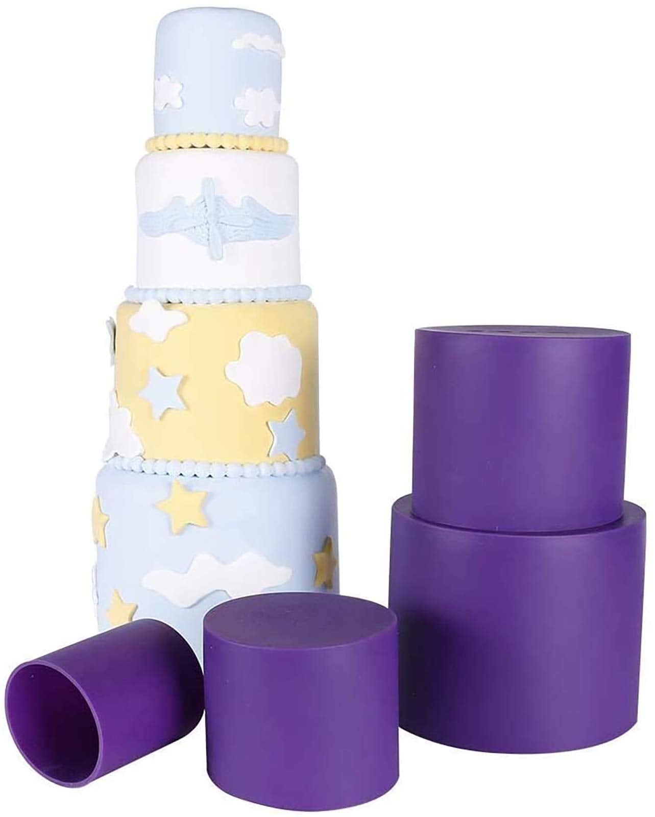 Webake Round Cake Pan Set, Silicone Cake Mold Deep Cake Baking Pans For 4 Tiered Cake Layer Tin, 6 Inch, 5 Inch, 4 Inch, 2-3/4 I