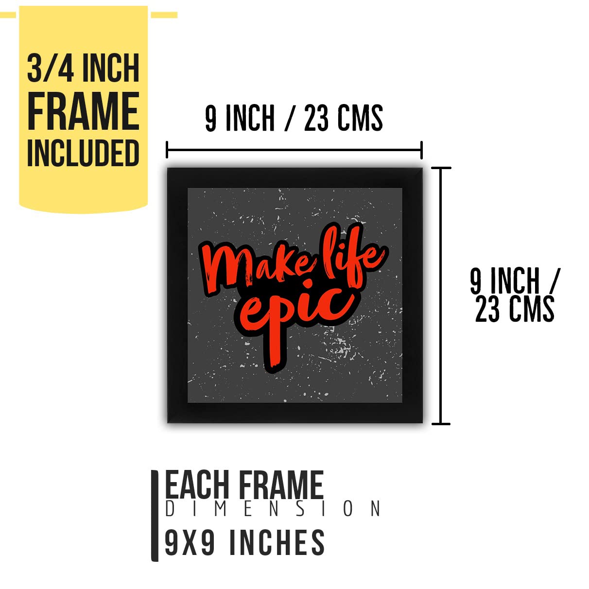 Interio Crafts Synthetic Wood Home Decor Never Give Up Motivational Short Quotes Framed Poster For Office Wall Decor, Set Of 4 I