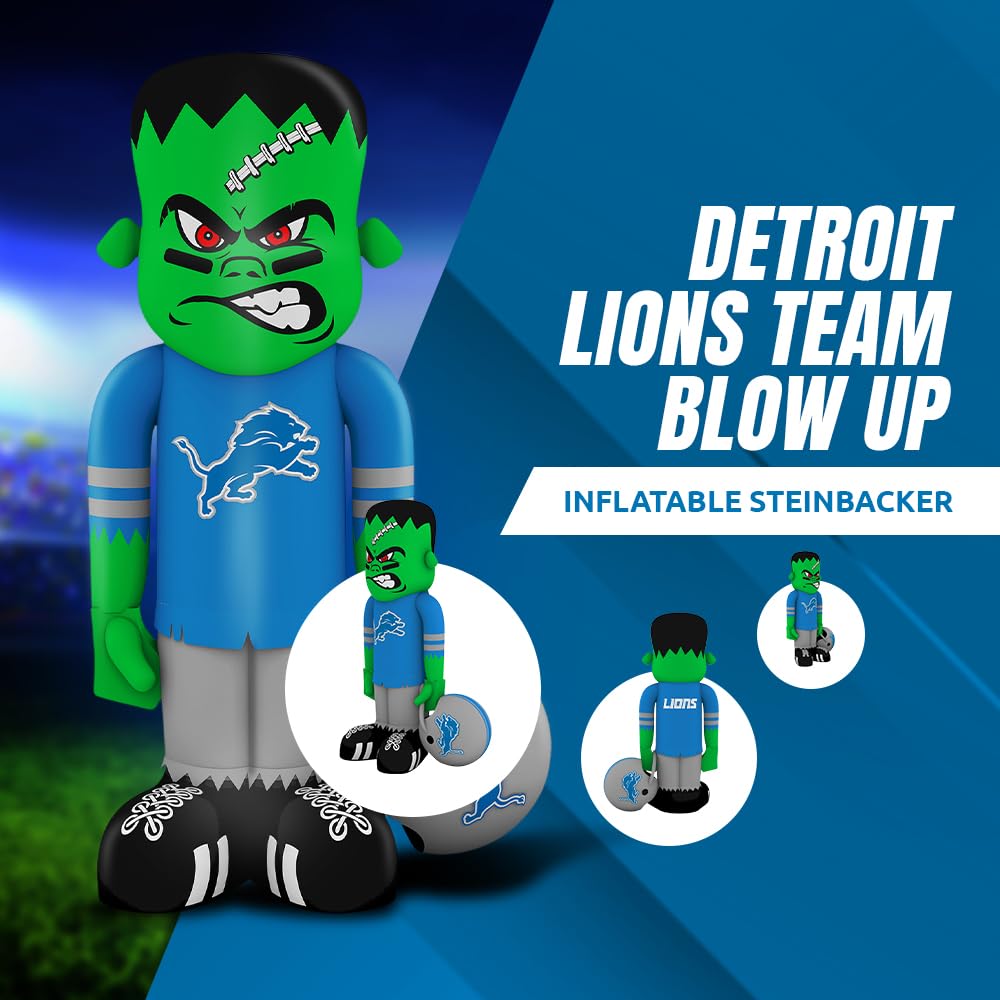 Sporticulture NFL Detroit Lions 7 8 Blow Up Inflatable Steinbacker with LED Lights & Built-in Blower - Balloon Merchandise Decor