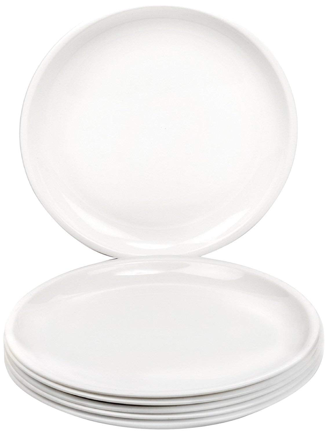 Everbuy Plastic Microwave Safe & Unbreakable Round Full Plates (White) - Set Of 3