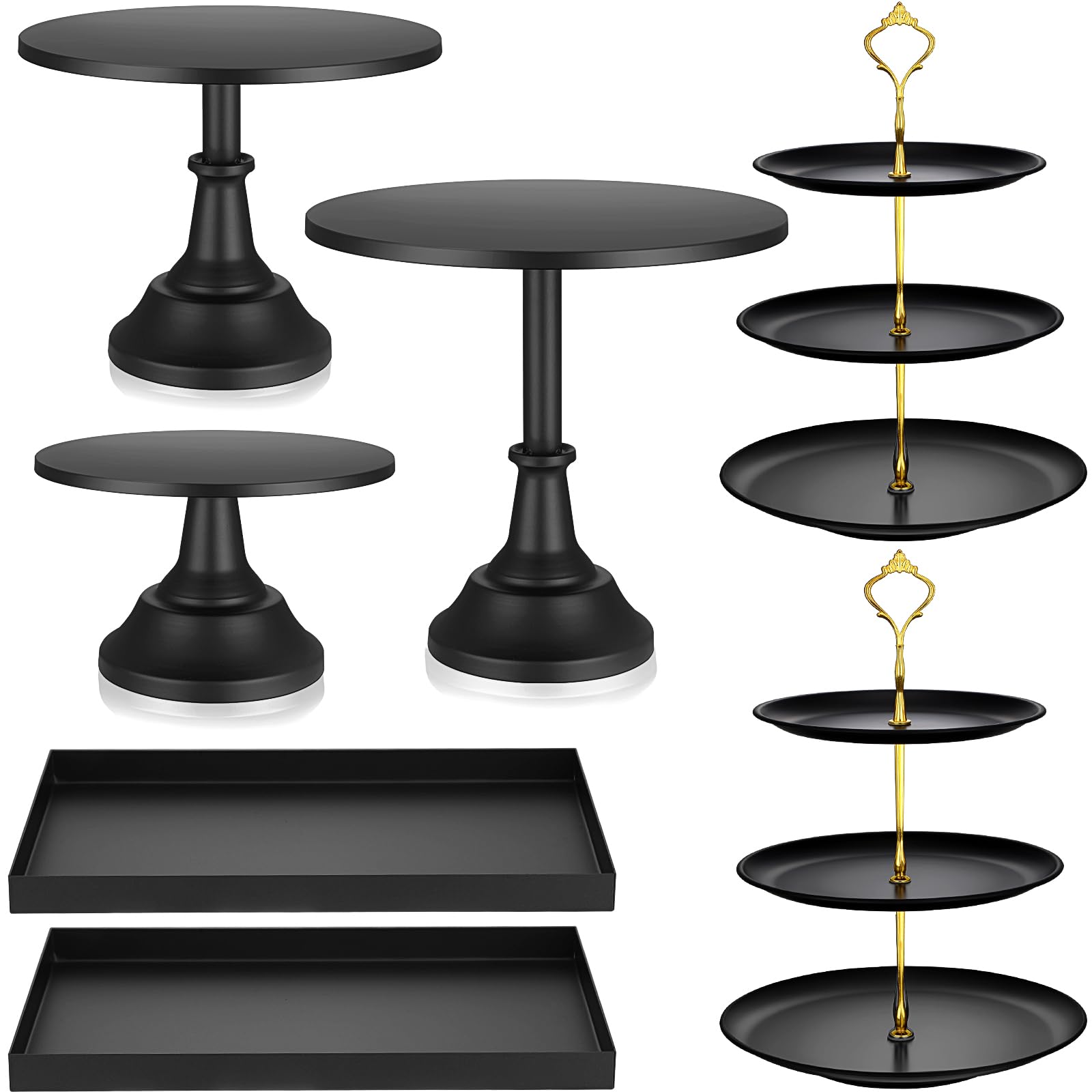 Tioncy 7 Pcs Cake Stand Set Metal Cupcake Holder Dessert Table Display Cupcake Display Plate Serving Platter Dessert Table Stand