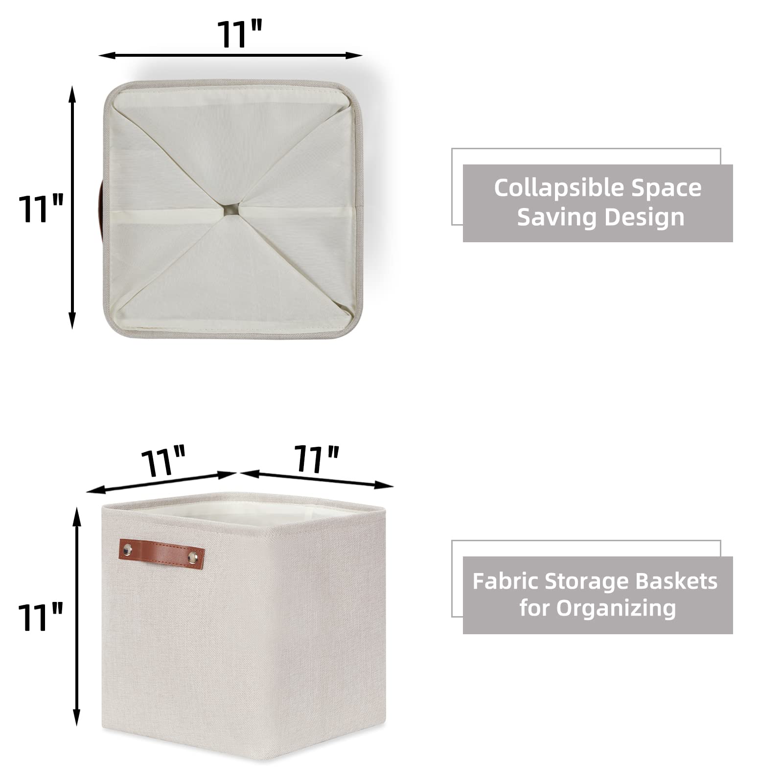 Hnzige Cube Storage Baskets,Linen Storage Baskets For Shelves(4 Pack) Fabric Storage Basket For Toys,Baskets For Storage,Foldabl