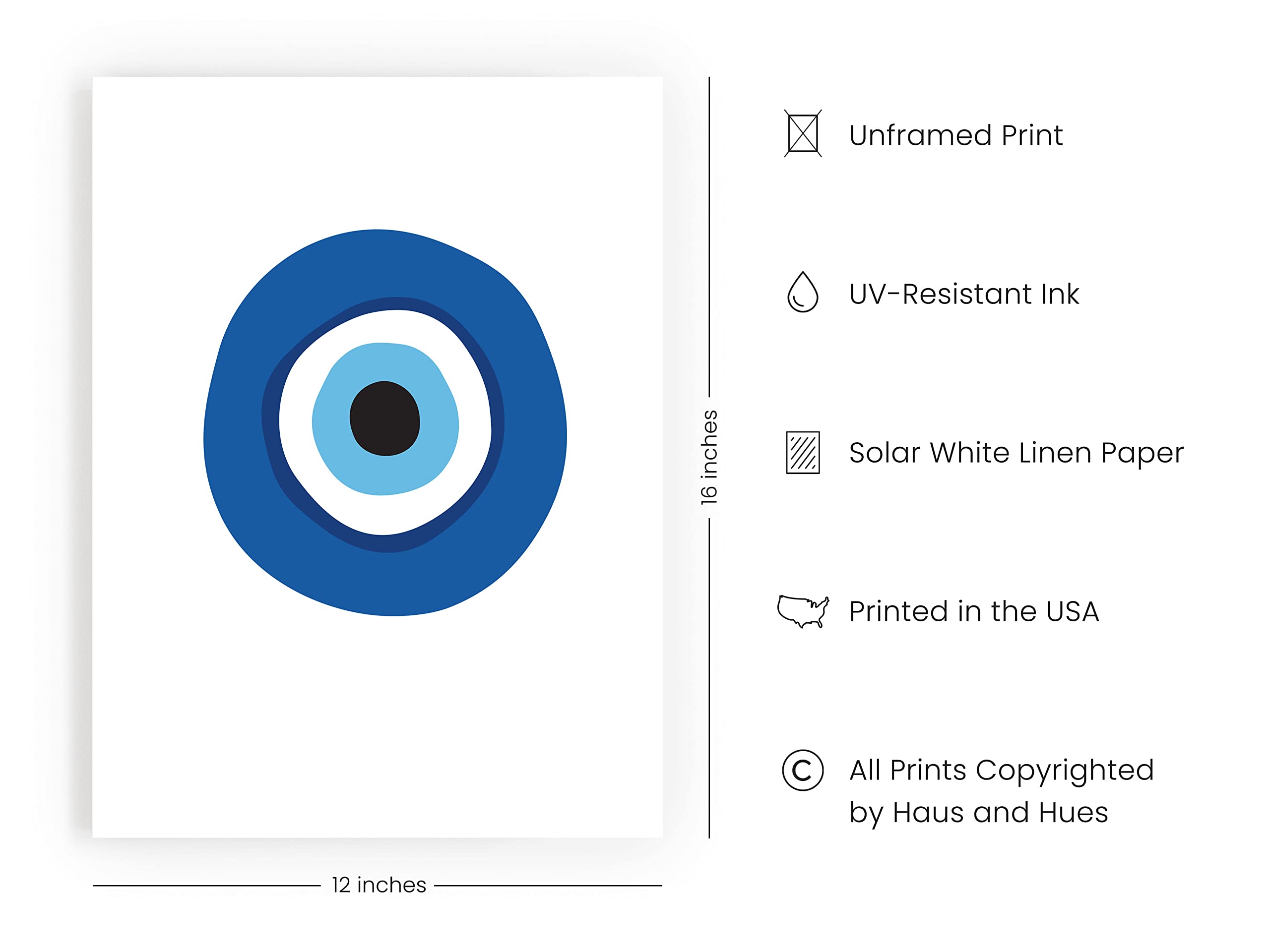 Haus And Hues Evil Eyes For Wall - Blue Posters For Room Aesthetic, Abstract Blue Art Posters And Prints, Eye Posters For Wall,